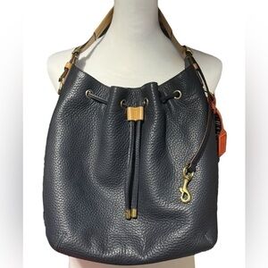 COACH Legacy Drawstring Handbag in Soft Pebbled Leather Midnight/Brass # 25306